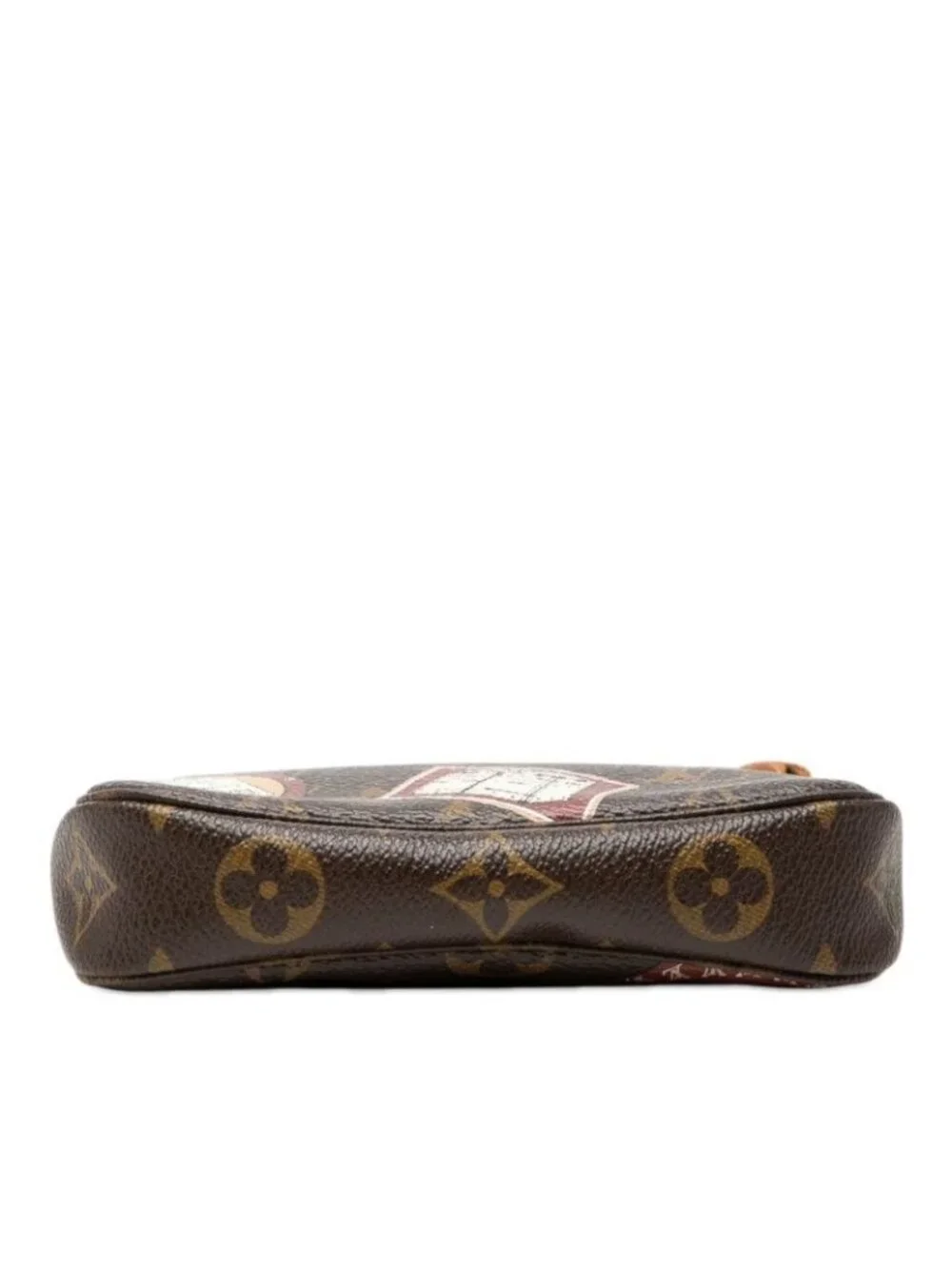Louis Vuitton Monogram Patch Mini Pochette Soiru Pouch Handbag Brown Leather